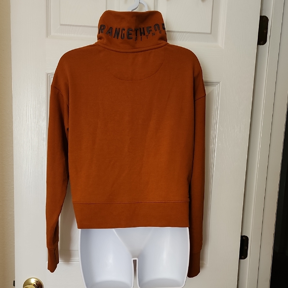 Orangetheory Rust Zip-Up Crop Pullover Sweatshirt With Thumbholes Size Small